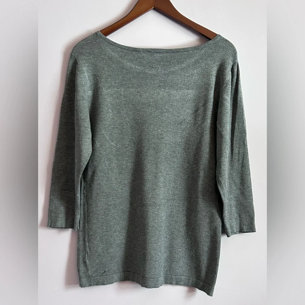 Express 3/4 Sleeve Gray Sweater with Black Lace Detail Size Large